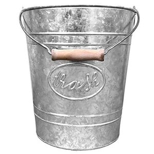 lot 2343 image: Autumn Alley Farmhouse Galvanized Trash Can Pail Rustic Bathroom Accessories
