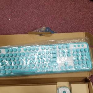 lot 2355 image: SADES V2020 Wireless Keyboard and Mouse Combo,Pink Wireless Keyboard with Round Keycaps,2.4GHz Dropout-Free Connection,Long Battery Life,Cute Wireless Moues for