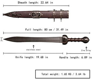 lot 2360 image: Sword fort Roman Sword,Katana Anime Sword,Custom Sword, Personalized Sword, Medieval Knight Arming Sword with Scabbard,Stainless Steel,RedBlack