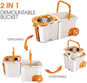 lot 2366 image: Masthome Spin Mop and Bucket with Wringer Set, Self Cleaning Mops and Bucket System with 4 Reusable Mop Heads, Microfiber Mop and Bucket Floor Cleaning System for Hardwood Ceramic Tile Marble