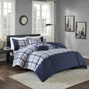 lot 2367 image: Comfort Spaces Harvey 3 Piece Comforter Set, TwinTwin XL, Blue