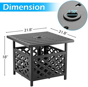lot 2369 image: 22 x 22 Outdoor Umbrella Side Table Steel Stand with 1.58 Umbrella Hole, Umbrella Side Square Table for Deck, Pool, Garden, Black ��