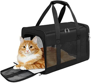 lot 3405 image: Mancro Cat Carrier, Pet Carrier Airline Approved for Medium Cats 20lbs, Dog Carrier for Small Dogs and Puppies, Soft Sided Collapsible Top Loading Cat Bag Carrier for Travel & Car