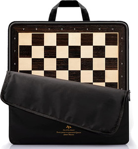 lot 3408 image: A&A 18.875 Professional Wooden Tournament Chess Board  Ebony & Maple Inlaid 2.0 Squares w Notation...