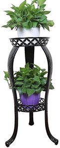 lot 3411 image: Metal Potted Plant Stand, 32inch Rustproof Decorative Flower Pot Rack with Indoor Outdoor Iron Art Planter Holders Garden Steel Pots Containers Supports Corner Display Stand