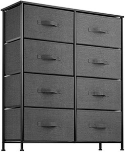 lot 3421 image: 8 Drawer Dresser Organizer Fabric Storage Chest for Bedroom, Hallway, Entryway, Closets, Nurseries. Furniture Storage Tower Sturdy Steel Frame, Wood Top, Easy Pull Handle Textured Print Drawers may vary from stock photos