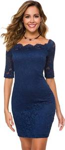 lot 3439 image: Atnlewhi Womens Vintage Lace Off Shoulder Elegant Swing Dresses Sexy Mini Dress for Party Cocktail Wedding Size Small