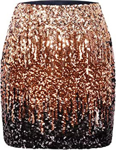 lot 3456 image: MANER Womens Sequin Skirt Sparkle Stretchy Bodycon Mini Skirts Night Out Party size XL