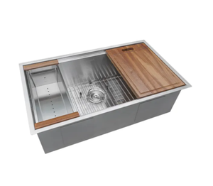 lot 3463 image: Ruvati Workstation Ledge Bowl Undermount 16 Gauge Stainless Steel Kitchen Sink RVH