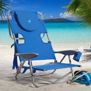 lot 3466 image: Ostrich Backpack Steel Beach Chair - Blue