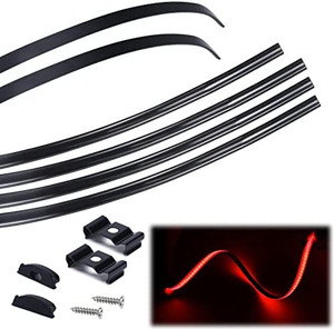 lot 3474 image: Muzata 6PACK 3.3FT1M Flexible Black LED Channel with Smoky Black LED Cover Lens Bendable Aluminum Profile Housing Track for Strip Tape Light Anodized Curved Mount U106 1M BB LB1