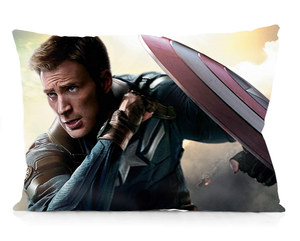 lot 3484 image: DoubleUSA Generic Captain America Chris Evans Pillowcases Both Sides Print Zipper Pillow Covers 20x30(2 PACK 2 for 1 Money)