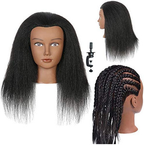 lot 3494 image: Mannequin Head 14 inch 100% Real Hair Doll Head for Hair Styling Salon Training Head Cosmetology Braiding Practice Mannequin Manikin Head Hairdresser (14 inch)