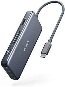 lot 3496 image: Anker USB C Hub, 341 USB-C Hub (7-in-1) with 4K HDMI, 100W Power Delivery, USB-C and 2 USB-A 5 Gbps Data Ports, microSD and SD Card Reader, for MacBook Air, MacBook Pro, XPS, and More