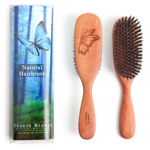 lot 3504 image: Desert Breeze Distributing 100% Pure Wild Boar Bristle Hair Brush PW1 Pear Wood Handle