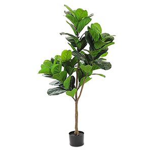 lot 7051 image: Realead 4ft Artificial Plant Fiddle Leaf Fig Tree Fake Tree in Pot Natural Faux Tree with 66 Leaves Ficus Lyrata Greenery Plant Indoor Outdoor Decor for House Home Office Perfect Housewarming Gift