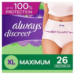 lot 7091 image: Always Discreet Incontinence Underwear for Women Maximum Absorbency XL 26 Count