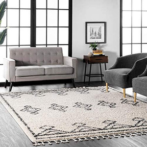 lot 7103 image: nuLOOM Mackie Moroccan Diamond Shag Rug, 5 3 x 7 7, White