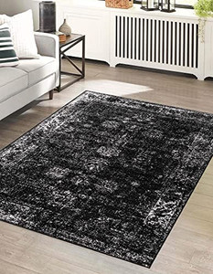 lot 7104 image: Unique Loom Sofia Collection Traditional Vintage Black Area Rug (4 x 6)