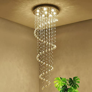 lot 7828 image: SM Saint Mossi Modern K9 Crystal Spral Raindrop Chandelier