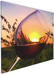 lot 7835 image: Wall Art Theme Red Wine Glass Wine Framed Abstract Canvas