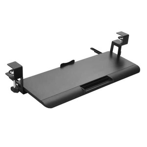 lot 7836 image: 25.6 in. Rectangle Black Metal No Drawer Floating Keyboard Tray