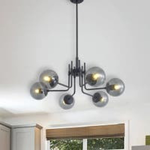 lot 7848 image: 6-Light Industrial Pendant Sputnik Chandelier