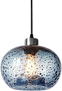 lot 7878 image: CASAMOTION Pendant Lighting Blue Blown Glass Light fixture