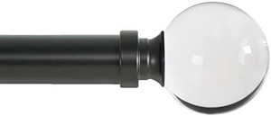 lot 7935 image: Ivilon Drapery Treatment Window Curtain Rod - Acrylic Ball 1 inch Pole. 48 to 86 Inch. Black