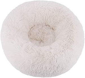 lot 7937 image: Modern Soft Plush Round Pet Bed for Cats or Small Dogs, Mini Medium Sized Dog Cat Bed Self Warming Autumn Winter Indoor Snooze Sleeping Cozy Kitty Teddy