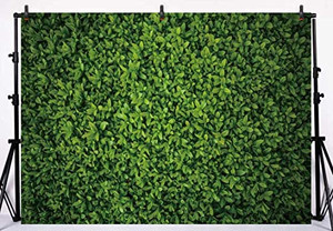 lot 7939 image: Allenjoy 7x5ft Fabric Green Leaves Wall Backdrop for Photography Grass Floordrop