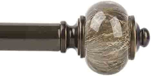 lot 7951 image: KAMANINA 1 Inch Curtain Rod Single Drapery Rod 36 to 72 Inches (3-6 Feet), Marbled Finials, Bronze