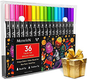 lot 7961 image: Coloring Markers Set for Adults Kids Teen 36 Dual Brush Pens Fine Tip Art Colored Markers