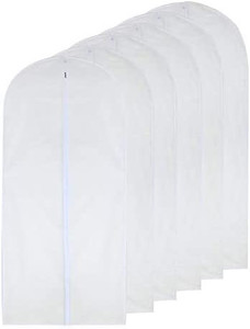 lot 7977 image: Garment Bag Clear 24 x 48 Long Suit Dust Garment Bags White Breathable Full Zipper Dust Cover for Dance Dress Clothes Pack of 5