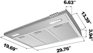 lot 7994 image: CIARRA 30 inch Under Cabinet Range Hood in Stainless Steel