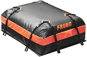lot 8448 image: FRUNO 15 CUFT Rooftop Cargo Carrier Waterproof Vehicle Cargo Carrier Roof Bag for Top of Car withWithout Roof Rack