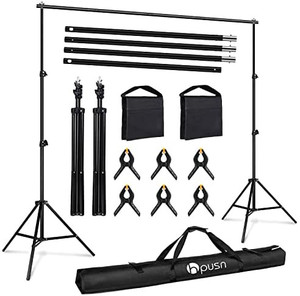 lot 8452 image: HPUSN Photo Video Studio 10ft. Adjustable Backdrop Stand for Wedding Party Stage Decoration, Background Support System Kit for Photography Studio with Clamp, Sand Bag, Carry Bag