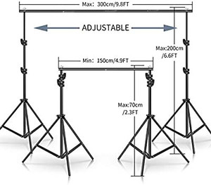 lot 8472 image: SH Backdrop Stand, 6.5 x 10 ft Adjustable Heavy Duty Photography Background Support System Kit with Spring Clamp, Sand Bag, Carry Bag, for Photo Video Studio