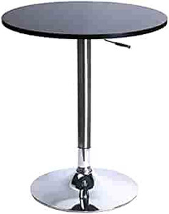 lot 8481 image: Leopard MDF Round Top Adjustable Bar Table, Pub Table with Silver Leg and Base (BlackAdjustable)