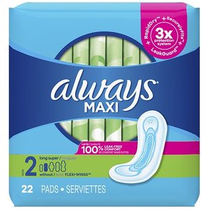 lot 9801 image: Always Maxi Pads Winged Unscented Super Absorbency Size 2 22 Ct