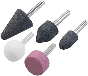 lot 9836 image: Grinding Stone Set of 5 Pc Stone Rotary Grinding Bits with 14 Inch Shank