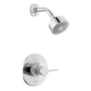 lot 9870 image: Modern Cylindrical 1-Handle Wall Mount Shower Trim Kit in Chrome With Tub Spout KOVA BRAND