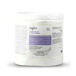 lot 9875 image: zogics antibacterial wipes, epa registered surface and gym equipment disinfecting wipes (800 wipe roll