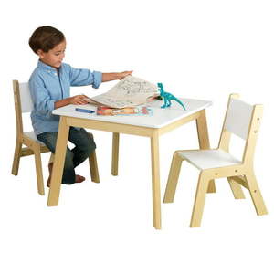 lot 3015 image: KidKraft Children s Modern Table and Chair Set White & Natural