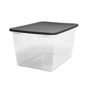lot 5124 image: Homz 56 Quart Snaplock� Storage Container, Clear Base and Grey Lid, Set of 2
