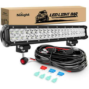 lot 5146 image: Nilight LED LIGHT BAR 20 126W Spot Flood Combo Driving Light for Jeep Off-Road ATV SUV 4WD with Wiring Harness kit -2leads