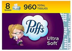 lot 283 image: Puffs Ultra Soft Tissues, 8 Boxes, 120 Tissues Each