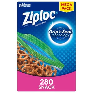 lot 741 image: 280 Ziploc Snack Size Baggies - Open