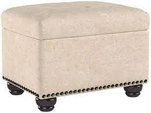 lot 5130 image: First Hill Fifth Avenue Tan 5th Ave Modern Linen Upholstered Storage Ottoman