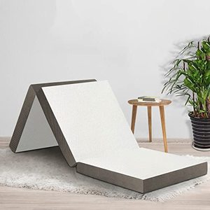 lot 2160 image: Treaton Tri-Folding Memory Foam Mattress 3-Inch Cooling Mattress Topper, Cot Pad, Guest Bed - Portable Floor Mattress with Soft, Removable, and Washable Cover ,25-Inch,White